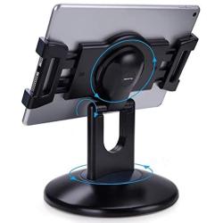 AboveTEK Retail Kiosk iPad Stand, 360° Rotating Commercial Tablet Stand, 6-13.5'' Ipad Mini Pro-Business Tablet Holder, Swivel Design for Store POS Office Showcase Reception Kitchen Desktop (Black)