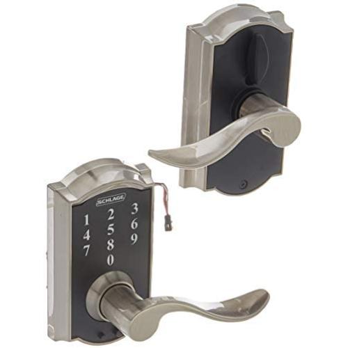 Schlage Lock Company FE695CAM619ACC Camelot Electronic Leverset, Satin Nickel