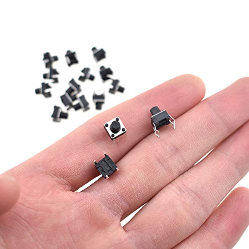 Auleswet 6x6x7mm Tactile Tact Push Button Switches Clicky 80 Pcs 4 Pin Dip Micro Panel PCB Momentary for Testing Breadboards Prototyping Easy to Solder in Springy Legs