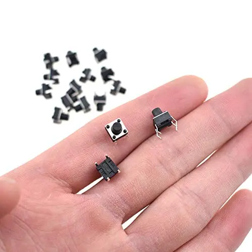 Auleswet 6x6x7mm Tactile Tact Push Button Switches Clicky 80 Pcs 4 Pin Dip Micro Panel PCB Momentary for Testing Breadboards Prototyping Easy to Solder in Springy Legs