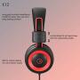 Kids Headphones-Noot Products K12 Foldable Stereo Tangle-Free 5ft Long cord 3.5mm Jack Plug in Wired On-Ear Headset for iPad/Amazon Kindle,Fire/Boys/Girls/School/Laptop/Travel/Plane/Tablet (Red Black)