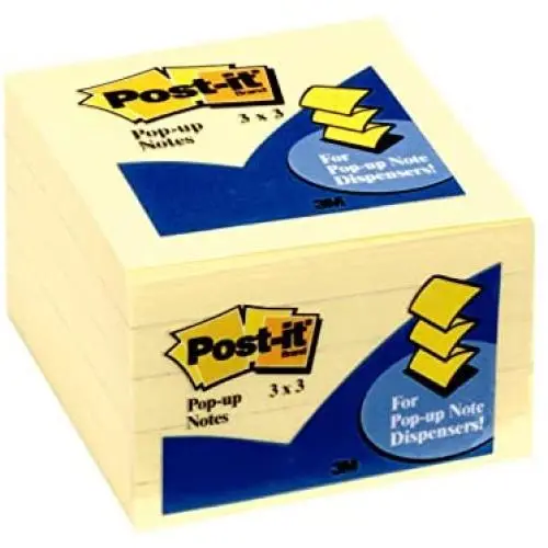 Post-it Pop-up Notes 3x3 in, 5 Pads, Americas’s #1 Favorite Sticky Notes, Canary Yellow, Clean Removal, Recyclable (3301-5YW) Post-it Pop-up Notes 3x3 in, 5 Pads, Americas’s #1 Favorite Sticky Notes, Canary Yellow, Clean Removal, Recyclable (3301-5YW)
