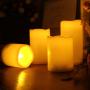 4 Graduated Heights Waterproof Outdoor Battery Operated Flameless LED Pillar Candles with Timer Flickering Plastic Resin Electric Night Lights Lantern Patio Garden Home Decor Party Wedding Decorations