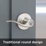 Tustin Keyed Entry Lever with Microban Antimicrobial Protection featuring SmartKey Security in Satin Nickel
