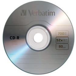 Verbatim CD-R 700MB 80 Minute 52x Recordable Disc for Data and Music - 100 Pack Spindle (FFP)