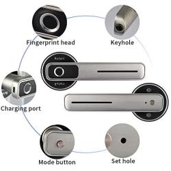 Keyless Entry Fingerprint Door Lock，Electronic Smart Door Dandle，Biometric Apartment Lock，Suitable for Home and Other Private Space，Brushed Nicke…