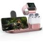 OLEBR Charging Stand 3 in 1 Compatible with AirPods, iWatch Series 6/SE/5/4/3/2/1,Phone 12/12 Pro/ 12 Pro Max/11/11 Pro/11 Pro Max/Xs/X Max/XR/X/8/8Plus/7/7 Plus /6S /6S Plus-Rose Gold