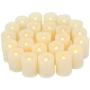 24 PCS Small Round Cream White Flameless Votive Candles Fake Unscented Flickering Battery Operated Electric Tea Lights Bulk Set Baptism Party Wedding Decorations Home Decor Centerpieces Batteries Incl