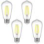 Dimmable Ascher Vintage LED Edison Bulbs, 6W, Equivalent 60W, Bright Daylight White 4000K, ST58 Antique LED Filament Bulbs, E26 Medium Base, Clear Glass, Pack of 4