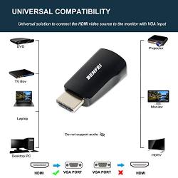 HDMI to VGA, Benfei Compact Gold-Plated HDMI to VGA Adapter (Male to Female) Compatible for Computer, Desktop, Laptop, PC, Monitor, Projector, Raspberry Pi, Roku, Xbox, PS4, MacBook, Mac Mini and More
