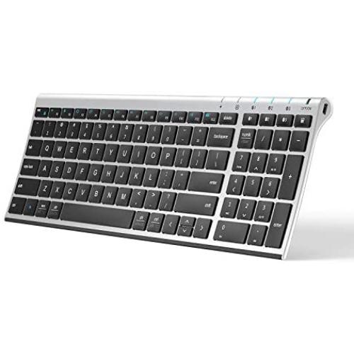 iClever BK10 Bluetooth Keyboard, Multi Device Keyboard Rechargeable Bluetooth 5.1 with Number Pad Ergonomic Design Full Size Stable Connection Keyboard for iPad, iPhone, Mac, iOS, Android, Windows