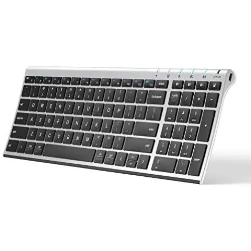 iClever BK10 Bluetooth Keyboard, Multi Device Keyboard Rechargeable Bluetooth 5.1 with Number Pad Ergonomic Design Full Size Stable Connection Keyboard for iPad, iPhone, Mac, iOS, Android, Windows
