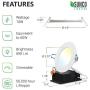 Sunco Lighting 6 Pack 4 Inch Slim LED Downlight with Junction Box, Select from 5 Colors (2700k/3000k/3500k/4000k/5000k), 10W=60W, 650 LM, Dimmable, Selectable Recessed Fixture, IC Rated - UL