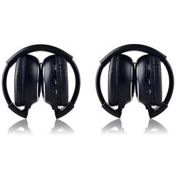 LeaningTech 2 Pack of IR Wireless Two-Channel Foldable Headphone, Two Channel Folding Adjustable Universal Rear Entertainment System Infrared Headphones for in Car TV Video Audio Listening