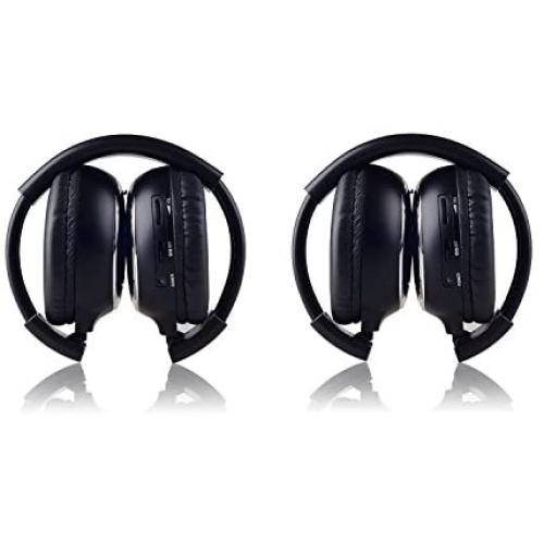 LeaningTech 2 Pack of IR Wireless Two-Channel Foldable Headphone, Two Channel Folding Adjustable Universal Rear Entertainment System Infrared Headphones for in Car TV Video Audio Listening