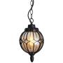 IJ INJUICY Outdoor Hanging Lantern, Rustic Waterproof Pendant Lighting Fixture in Painted Black Metal with Glass Globe, 7.1'' Exterior Hanging Light for Porch, Exterior, Entryway (Black)
