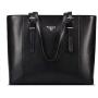 Valentines Day BOSTANTEN Women Briefcase Leather Laptop Tote Handbags 15.6 inch Computer Shoulder Bags Black