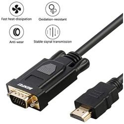 HDMI to VGA, Benfei Gold-Plated HDMI to VGA 6 Feet Cable (Male to Male) Compatible for Computer, Desktop, Laptop, PC, Monitor, Projector, HDTV, Raspberry Pi, Roku, Xbox and More