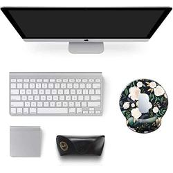 Miyaso Ergonomic Mouse Pad with Memory Foam Wrist Rest Support, Wrist Rest with Lycra Cloth, Non-Sip Rubber Base for Computer, Laptop, Adorable Flower