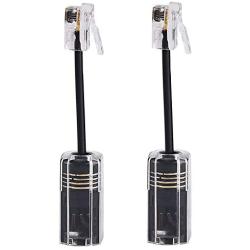 Telephone Cord Detangler, Traodin Male to Female 2 Pcs 360 Degree Rotating Landline Cable, Anti-Tangle Phone Cable Used Home or Office(360°RJ9 4P4C Black Long)