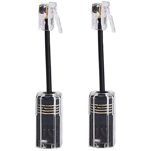 Telephone Cord Detangler, Traodin Male to Female 2 Pcs 360 Degree Rotating Landline Cable, Anti-Tangle Phone Cable Used Home or Office(360°RJ9 4P4C Black Long)