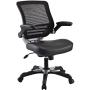 Modway Edge Mesh Back and White Vinyl Seat Office Chair With Flip-Up Arms - Computer Desks in Black