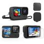 Kupton 9PCS Accessories Kit Compatible with GoPro HERO9 Black, Silicone Sleeve Case with Lanyard + 6PCS Tempered Glass Screen Lens Protector + 2PCS Lens Cap Compatible with GoPro Hero 9 Black