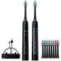 Sonic Toothbrush Double Set with Dual Charging Base and 8 Brush-Heads 5 Modes Smart Auto Timer