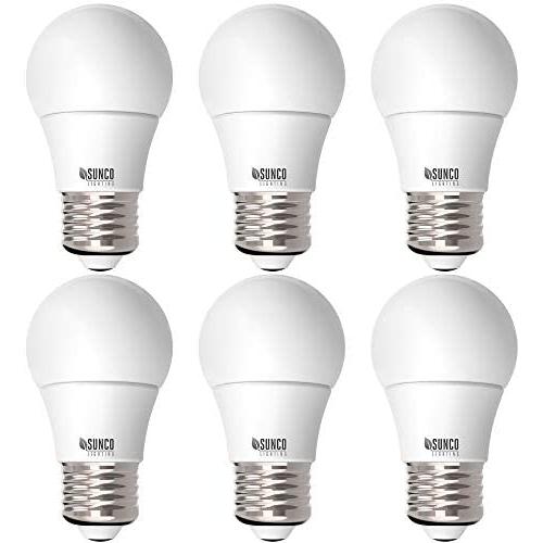 Sunco Lighting 6 Pack A15 LED Bulb, 8W=60W, 2700K Soft White, Dimmable, 800 LM, E26 Base, Refrigerator & Fan Light - UL, Energy Star