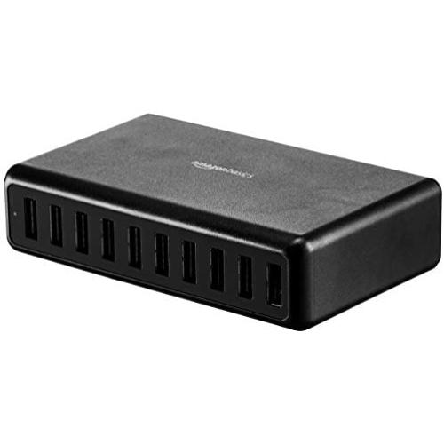Amazon Basics 60W 10-Port Multi USB Wall Charger, Black