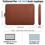 MoKo 13-13.3 Inch Laptop Sleeve Bag Fits MacBook Air 13-inch Retina 2020-2016, MacBook Pro 13'', Surface Book/Surface Laptop 13.5'', Waterproof PU Leather Protective Case - Brown