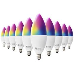 Sunco Lighting 10 Pack WiFi LED Smart Bulb, B11 Candelabra, 4.5W, E12 Base, Color Changing (RGB & CCT), Dimmable, Compatible with Amazon Alexa & Google Assistant - No Hub Required