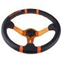 Bewinner 2 Color 350mm/14in Racing Steering Wheel, Universal Aluminum Frame Leather Car Steering Wheel with a Standard 6-Bolt Racing hub Adapter(Orange)