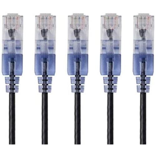 Monoprice Cat6A Ethernet Patch Cable - 5 Feet - Black (5 Pack) Network Internet Cord - RJ45, Stranded, UTP, Pure Bare Copper Wire, 30AWG - SlimRun Series