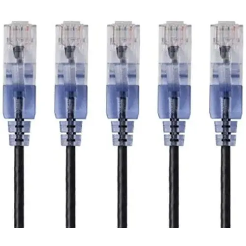 Monoprice Cat6A Ethernet Patch Cable - 5 Feet - Black (5 Pack) Network Internet Cord - RJ45, Stranded, UTP, Pure Bare Copper Wire, 30AWG - SlimRun Series