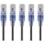 Monoprice Cat6A Ethernet Patch Cable - 5 Feet - Black (5 Pack) Network Internet Cord - RJ45, Stranded, UTP, Pure Bare Copper Wire, 30AWG - SlimRun Series