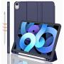 iMieet Case for New iPad Air 4th Generation 10.9 Inch 2020 with Pencil Holder [Support Touch ID and iPad 2nd Pencil Charging/Pair], Trifold Stand Smart Case with Soft TPU Back,(Dark Blue)