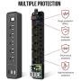 SUPERDANNY USB Surge Protector Power Strip Mountable Extension Cord Multiple Protection 5 Outlet 3 USB Port with Hook & Loop Fastener for iPhone iPad PC Home Office Travel Black
