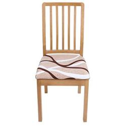 smiry Printed Dining Chair Seat Covers - Stretchy Removable Washable Upholstered Chair Seat Slipcover Protector (Set of 4, Khaki)