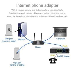 ASHATA VoIP Phone Adapter, Portable VoIP Gateway Internet Phone 2 Ports Adapter SIP RJ45 Cable for Linksys PAP2T (US)