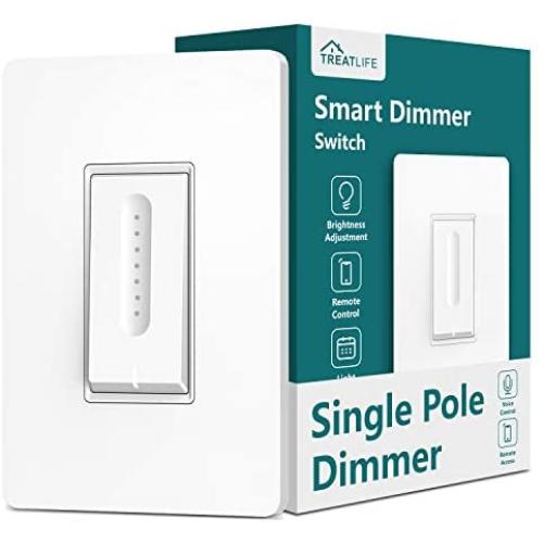 Smart Dimmer Switch, Treatlife Smart Home Smart Light Switch, Works with Alexa and Google Assistant, Dimmer Light Switch for Dimmable Bulbs, Neutral Wire Required, Single-Pole, 1 Pack