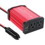 300W Car Power Inverter DC 12V to 110V AC Converter 4.8A Dual USB Charging Ports Car Charger Adapter (Red)