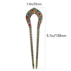 2 Pcs Vintage Hair Stick, Crystal Rhinestone Double Prong Hair Pin Stick Hairstyle Chignon Hairpin