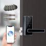 NGTeco Smart Door Lock with Electronic Touchscreen Keypad and WiFi Bridge Keyless Entry Door Lock Easy Install, Digital Smart Lever Lock with Alarm System,App,Code,Card and Key for Front Door,Black