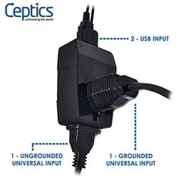 Italy Travel Plug Adapter by Ceptics, 4 In 1 Power Plug (Type L) - Universal Socket - Dual USB - Perfect to Charge Your Electronics While Traveling to Venice, Chile, Uruguay - AC Outlet - Usa to Italy