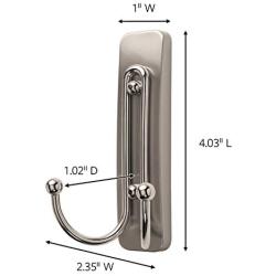 Command Large Double Bath Hook, Satin Nickel, 1-Hook, 1-Large Water-Resistant Strip, Organize Damage-Free
