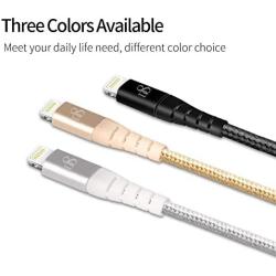 D8 SC-0301 Lightning Cable, Nylon Sync Tangle-Free, Fast Charging Cable with Apple 8 Pin Connector, MFI Certified 3 Colors (Gold), Compatible with All iPhone and ipad Products.