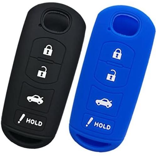 Alegender Qty(2) Smart Key Fobs Remote Covers Case Holder Jacket Skin for 2017 2018 Mazda CX-5 CX5 6 3 Miata MX5 Smart 4 Buttons Keyless Entry