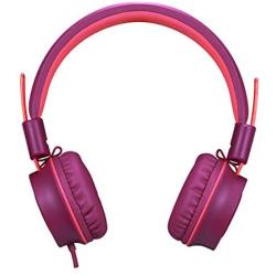 Kids Headphones-Noot Products K33 Foldable Stereo Tangle-Free 5ft Long Cord 3.5mm Jack Plug in Wired On-Ear Headset for iPad/Amazon Kindle,Fire/Boys/Girls/School/Laptop/Travel/Plane/Tablet(Plum)