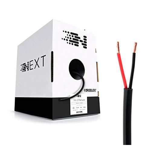 Next 16/2 Plenum Speaker Wire - 16 AWG/Gauge 2 Conductor - UL Listed in Wall (CL2P/CL3P/CMP) Rated - Oxygen-Free Copper (OFC) - 1000 Foot Bulk Cable Pull Box - Black